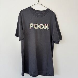 Pook Branded Tee Gray Short Sleeve Crew Neck TShirt Wool Sock Graphic Logo Sz L